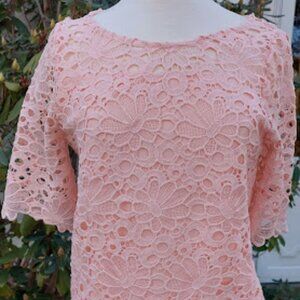 SIZE S  Bust=38" L=20" Peach Embroidered Lace Top